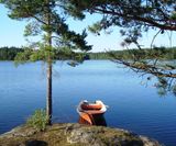 Schweden Urlaub Ruderboot Angeln am See